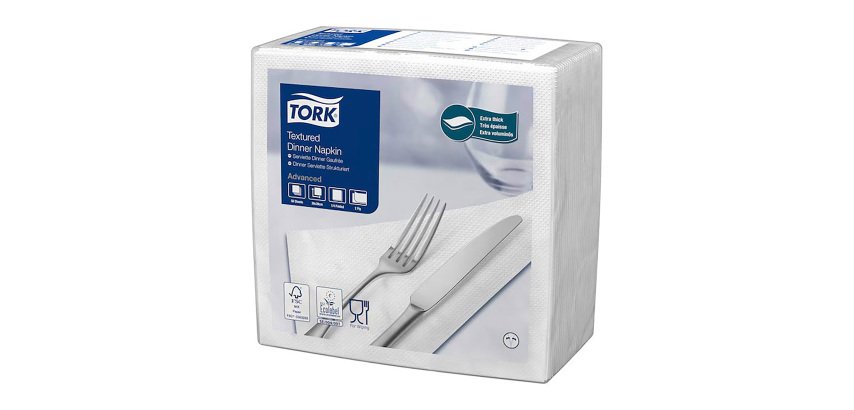 Tovaglioli Tork Dinner Textured 39 x 39cm – piegatura ¼ - bianco - 50 unità
