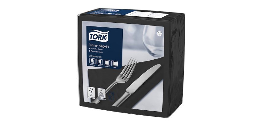 Tovaglioli Tork Dinner 39 x 39cm – piegatura ¼ - nero - 150 unità