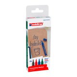 Marqueur permanent rechargeable Edding E2000C pointe ogive 1,5 mm - Pochette 4 couleurs assorties