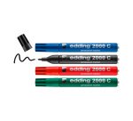 Marqueur permanent rechargeable Edding E2000C pointe ogive 1,5 mm - Pochette 4 couleurs assorties