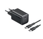 SBS Kit Caricatore USB-C GaN 65W Power Delivery con Cavo USB-C 2 m, Nero