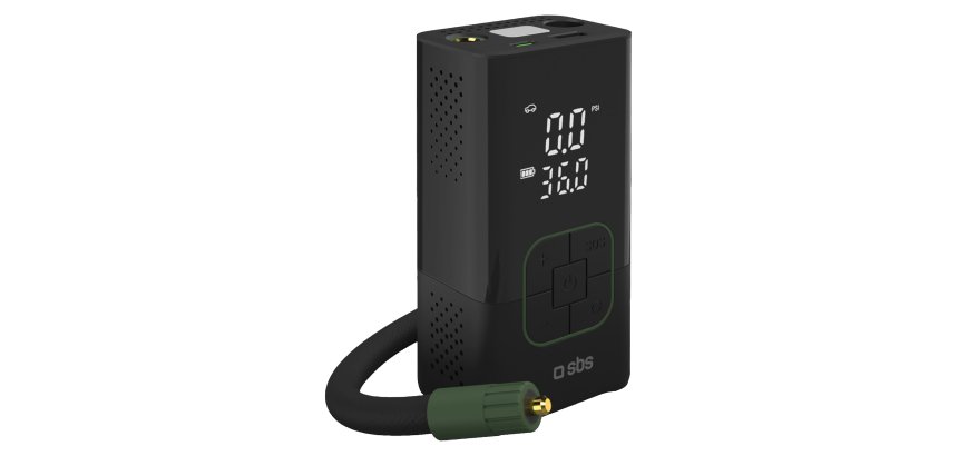 SBS Mini Compressore Portatile 3600 mAh con Power Bank e Torcia LED