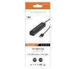 SBS Hub USB-A 7 Porte con Alimentatore Esterno, Nero