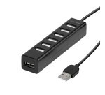 SBS Hub USB-A 7 Porte con Alimentatore Esterno, Nero