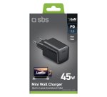 SBS Caricatore da Parete USB-C GaN 45W Mini, Nero