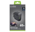 SBS Caricatore da Parete 65W USB-C Power Delivery + USB-A, Nero