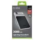 SBS Power Bank Magnetico 3.000 mAh Compatibile MagSafe, Wireless 5W, Nero