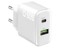 SBS Caricatore da Parete 70W USB-C Power Delivery + USB-A, Bianco