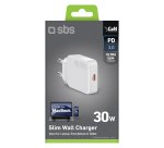 SBS Caricatore da Parete USB-C GaN 30W Slim, Bianco