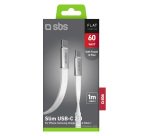 SBS Cavo USB-C a USB-C Piatto 60W con Connettori Slim, Bianco