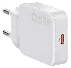 SBS Caricatore da Parete USB-C GaN 30W Slim, Bianco