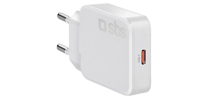 SBS Caricatore da Parete USB-C GaN 30W Slim, Bianco