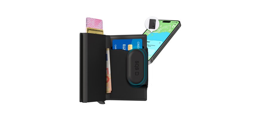 SBS Localizzatore per Portafoglio, Apple Find My e Google Find Hub, Nero