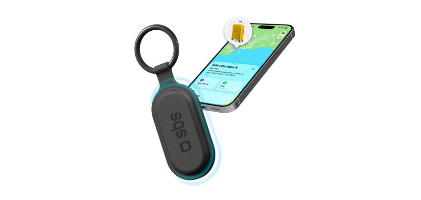 SBS Localizzatore per Valigia Track My Taggy, Apple Find My e Google Find Hub, Nero