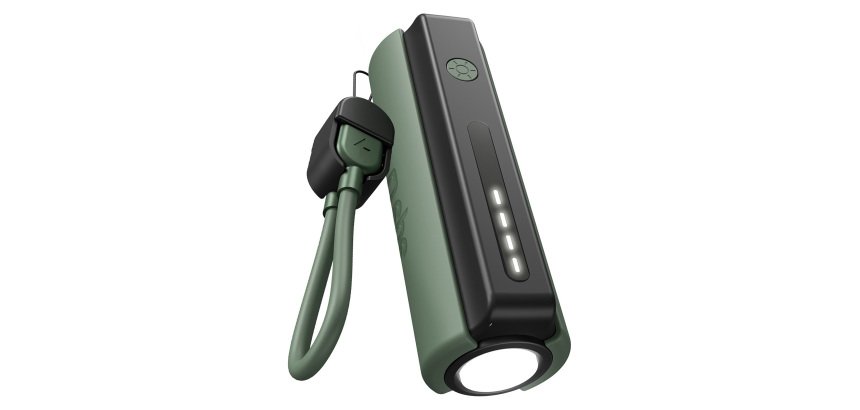 SBS Power Bank 5.000 mAh con Cavo USB-C Integrato e Torcia LED, Nero