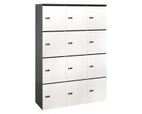 Casier Flexycaz 3 colonnes carbone x 4 cases -L 120 x P 42 x H 173,5 cm-12 portes individuelles blanc