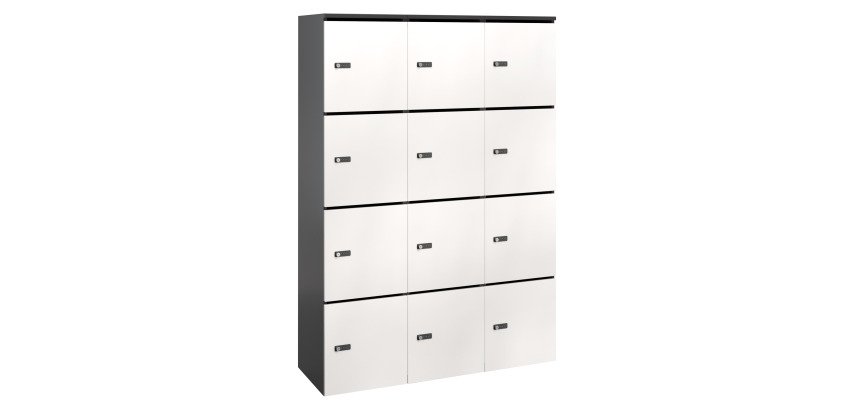 Casier Flexycaz 3 colonnes x 4 cases - L 120 x P 42 x H 173.5 cm - 12 portes individuelles