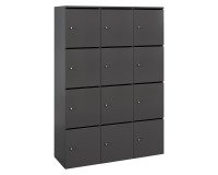 Casier Flexycaz 3 colonnes carbone x 4 cases -L 120 x P 42 x H 173,5 cm-12 portes individuelles carbone