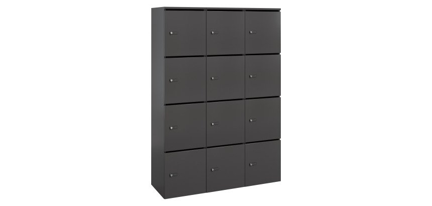 Casier Flexycaz 3 colonnes x 4 cases - L 120 x P 42 x H 173.5 cm - 12 portes individuelles