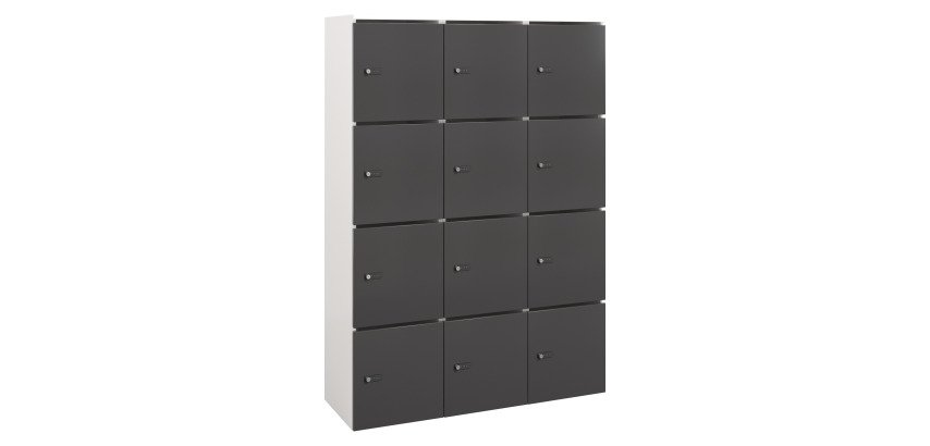 Casier Flexycaz 3 colonnes x 4 cases - L 120 x P 42 x H 173.5 cm - 12 portes individuelles
