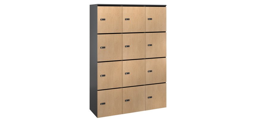 Casier Flexycaz 3 colonnes x 4 cases - L 120 x P 42 x H 173.5 cm - 12 portes individuelles