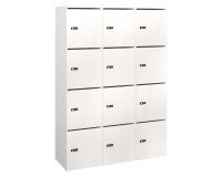 Casier Flexycaz 3 colonnes blanc x 4 cases -L 120 x P 42 x H 173,5 cm-12 portes individuelles blanc