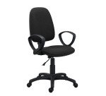 Chaise de bureau Twisty tissu non feu - avec accoudoirs - soutien lombaire - mécanisme contact permanent - pieds noir