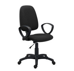 Chaise de bureau Twisty tissu non feu - avec accoudoirs - soutien lombaire - mécanisme contact permanent - pieds noir