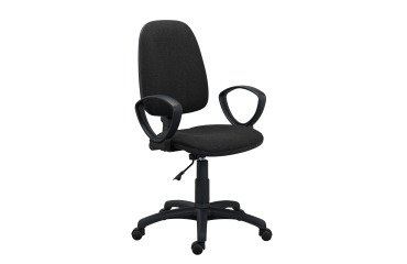 Chaise de bureau Twisty tissu non feu - avec accoudoirs - soutien lombaire - mécanisme contact permanent - pieds noir