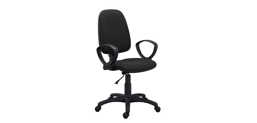 Chaise de bureau Twisty tissu non feu - avec accoudoirs - soutien lombaire - mécanisme contact permanent - pieds noir