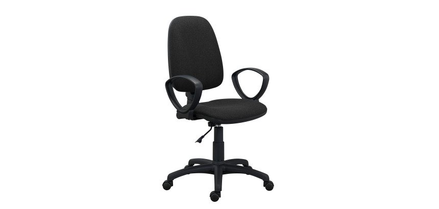 Chaise de bureau Twisty tissu non feu - avec accoudoirs - soutien lombaire - mécanisme contact permanent - pieds noir