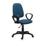 Twisty office chair non-flammable fabric - with armrests - lumbar support - permanent contact mechanism - black base
