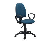 Twisty office chair non-flammable fabric - with armrests - lumbar support - permanent contact mechanism - black base
