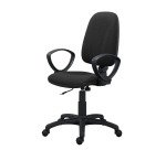 Chaise de bureau Twisty tissu non feu - avec accoudoirs - soutien lombaire - mécanisme contact permanent - pieds noir