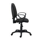 Chaise de bureau Twisty tissu non feu - avec accoudoirs - soutien lombaire - mécanisme contact permanent - pieds noir