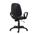 Chaise de bureau Twisty tissu non feu - avec accoudoirs - soutien lombaire - mécanisme contact permanent - pieds noir