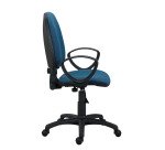 Twisty office chair non-flammable fabric - with armrests - lumbar support - permanent contact mechanism - black base