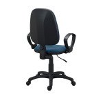 Twisty office chair non-flammable fabric - with armrests - lumbar support - permanent contact mechanism - black base
