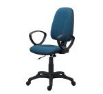 Twisty office chair non-flammable fabric - with armrests - lumbar support - permanent contact mechanism - black base