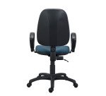 Twisty office chair non-flammable fabric - with armrests - lumbar support - permanent contact mechanism - black base