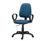 Twisty office chair non-flammable fabric - with armrests - lumbar support - permanent contact mechanism - black base