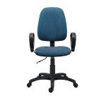 Twisty office chair non-flammable fabric - with armrests - lumbar support - permanent contact mechanism - black base