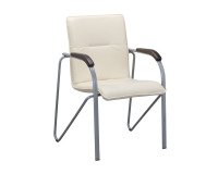Fauteuil ELEGANS avec accoudoirs - simili cuir ivoire - pieds métal