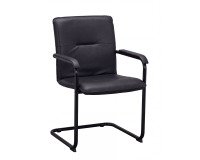 Fauteuil Brio - simili cuir noir - piétement métal noir