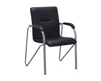 Fauteuil ELEGANS avec accoudoirs - simili cuir noir - pieds métal