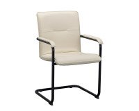 Fauteuil Brio - simili cuir ivoire - piétement métal noir