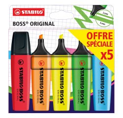 Stabilo Boss markeerstiften, assorti - Etui van 5