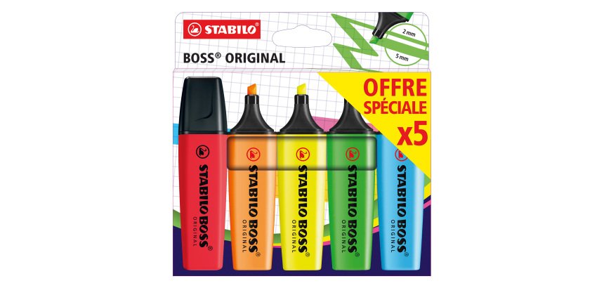 Stabilo Boss markeerstiften, assorti - Etui van 5