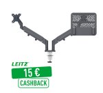 Bras double pour écran et ordinateur portable - faible encombrement - gris foncé - Leitz Ergo