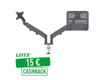 Bras double pour écran et ordinateur portable - faible encombrement - gris foncé - Leitz Ergo